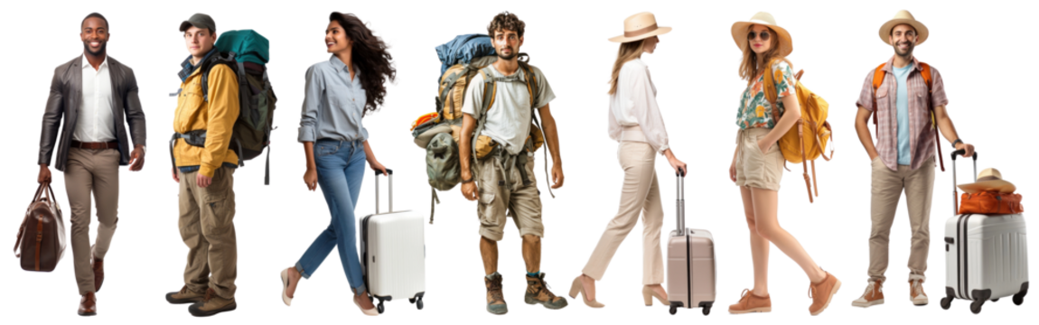 Diverse people full body png cut out element set - Powered by Adobe