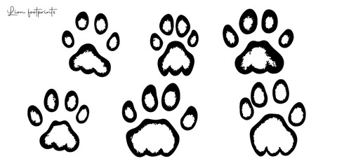 Hand drawn wild animals foot prints