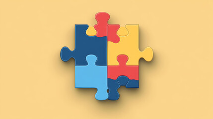 A flat vector icon design of a jigsaw puzzle piece, featuring clean lines and a minimalist style. The puzzle piece is clearly defined with smooth edges and distinct interlocking tabs and slots, 
