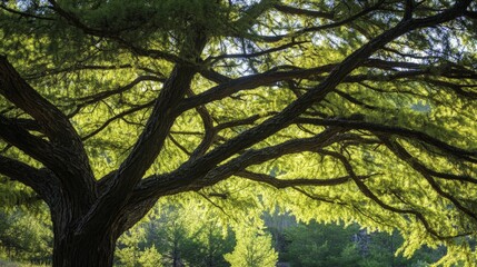 A picturesque view of a cedar tree with its dense, evergreen branches creating a natural canopy.