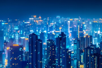 Obraz premium Blured city lights, abstract bokeh background of illuminated.