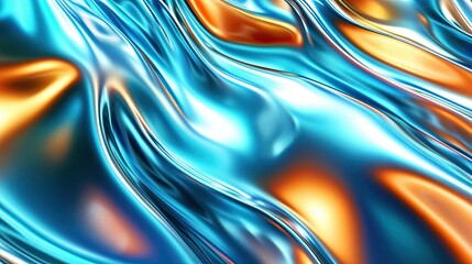 Obraz premium Liquid chrome colors with smooth gradients and reflective highlights creating a high-impact and stylish background perfect for digital art and technology-themed visuals