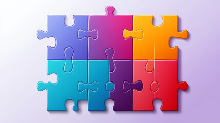 Fototapeta premium A flat vector icon design of a jigsaw puzzle piece, featuring clean lines and a minimalist style. The puzzle piece is clearly defined with smooth edges and distinct interlocking tabs and slots, 