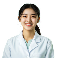 Scientist surgeon physician doctor pharmacist chemist  forensic young female Asian Chinese Japanese Korean transparent background