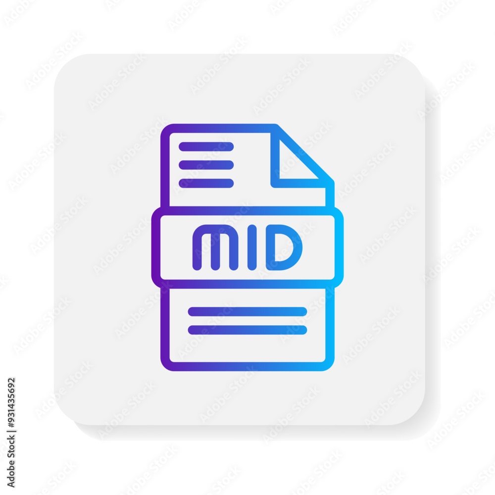 Poster midi document flat icons. files type, extension symbol icon. can be used for website, ui and mobile 
