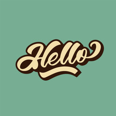 Vector hand drawn Hello inscription in retro style.