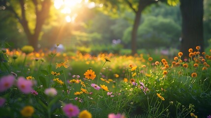 Fototapeta premium Brooklyn Botanic Garden meadow in 2023 : Generative AI