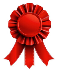 Red award ribbon with smooth texture and no text, cut out - stock png.