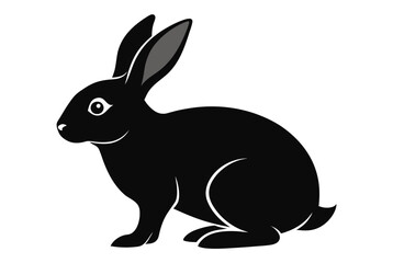 Beautiful domestic animal rabbit silhouette black icon vector art illustration 