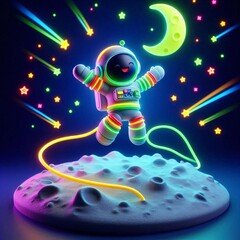 Naklejka premium Cosmic Neon Explorer