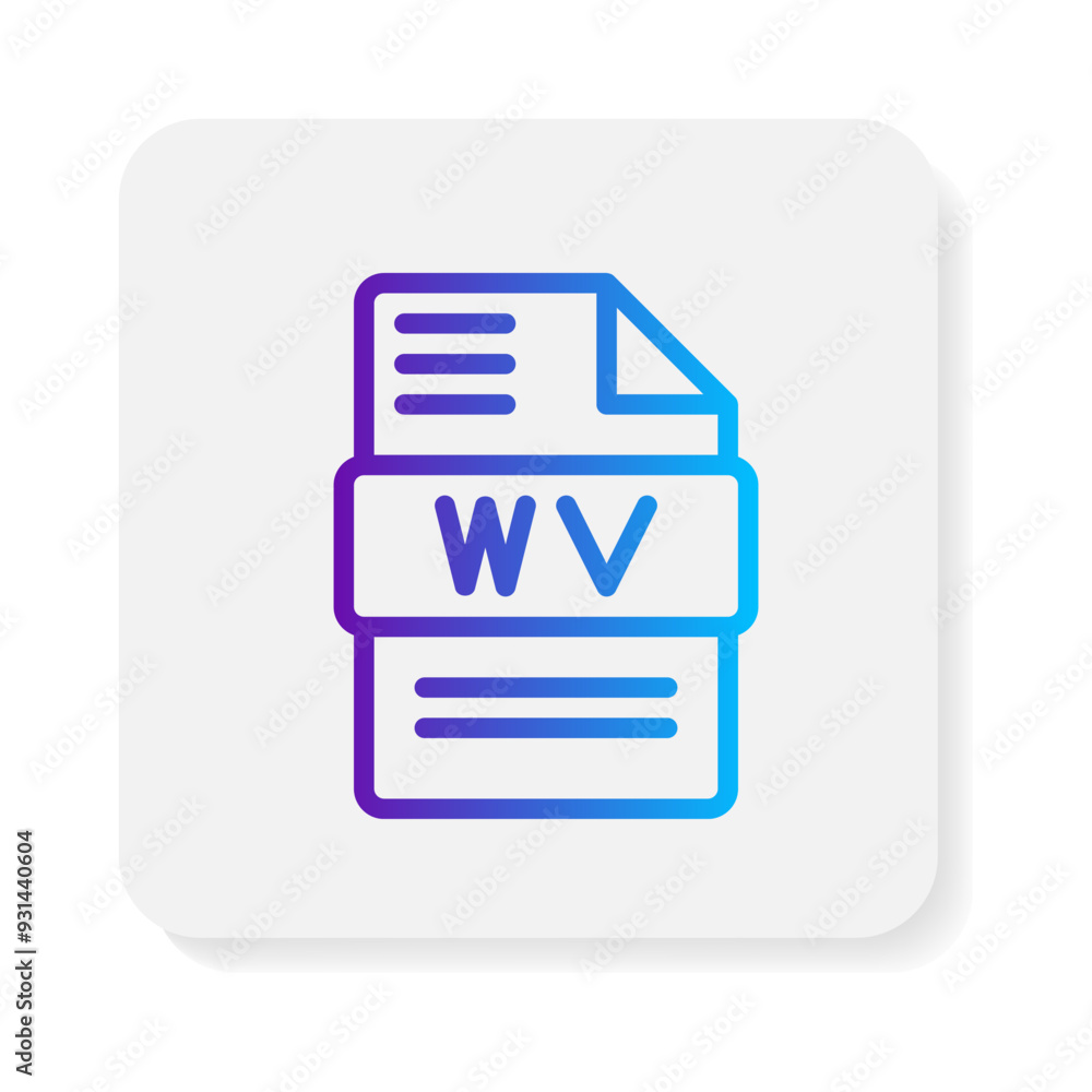 Poster wv audio document file type flat icons. extension, format, archive, type. can be used for website, u