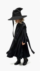 Mysterious Hooded Figure in Dark Cloak Exuding Aura of Arcane Magic and Supernatural Power