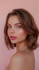 Naklejka premium Captivating Beauty A Striking Portrait of a Confident Elegant Young Woman