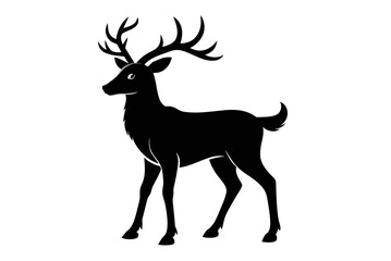  Beautiful wild animal reindeer silhouette black icon vector art illustration 