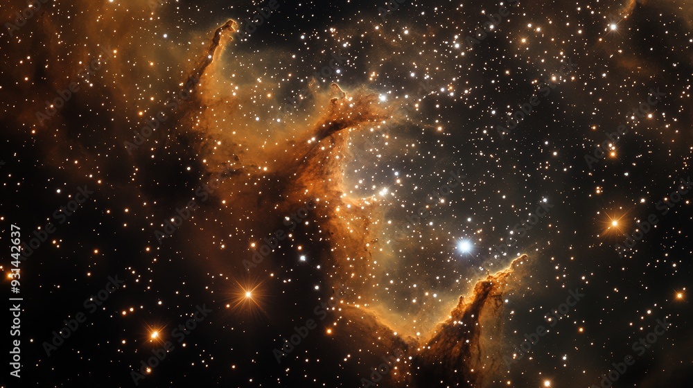Wall mural a serene view of a distant star cluster with tightly packed stars glowing brightly.