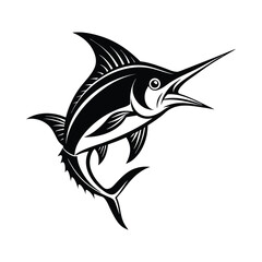 Obraz premium marlin fish mascot, Hand Drawn Marlin fish jump. Design elements for logo, label, emblem, sign, brand mark