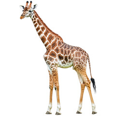 Obraz premium Graceful Giraffe Standing, Isolated on Transparent Background, Ideal for Wildlife and Safari Decor