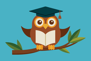 Owl holding a graduation cap