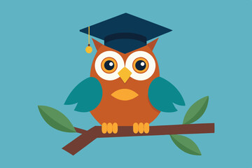 Owl holding a graduation cap