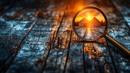 House Hunting Concept with a Magnifying Glass