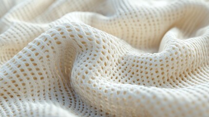 Fototapeta premium Close-up of soft, textured fabric with a mesh pattern, perfect for showcasing textile design or clothing.