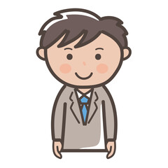 笑顔で正面を向く男性ビジネスマンのイラスト