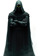 Naklejka premium Mysterious Shadowy Assassin изображение , dark fantasy aesthetic, high-detail illustration, epic fantasy artwork, character concept art, rich color palette, dark and gritty style.