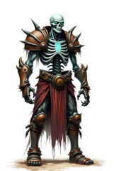 Fototapeta premium Skeletal Warrior in Dark Fantasy , dark fantasy aesthetic, high-detail illustration, epic fantasy artwork, character concept art, rich color palette, dark and gritty style.