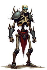 Fototapeta premium Skeletal Warrior of Dark Fantasy , dark fantasy aesthetic, high-detail illustration, epic fantasy artwork, character concept art, rich color palette, dark and gritty style.