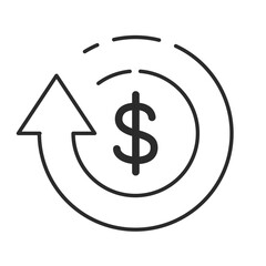Cashback arrow dollar sign icon. Dollar symbol on a white background