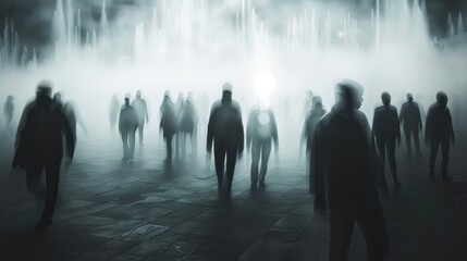 Fototapeta premium Mysterious Silhouettes in a Foggy Night
