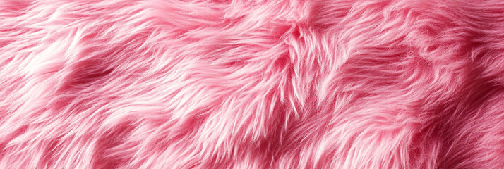Fototapeta premium Pink faux fur fluffy texture background.