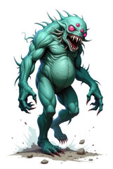 Fototapeta premium Twisted Mutant Fantasy Creature , dark fantasy aesthetic, high-detail illustration, epic fantasy artwork, character concept art, rich color palette, dark and gritty style.