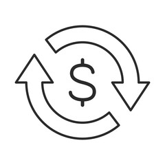 Circular arrow money exchange editable stroke outline icon. Cashback, Transfer, Swap Money, Exchange Money icon.