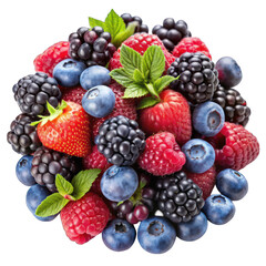 A pile of berries on transparent background