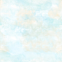 Light blue abstract watercolor background, light splashes of paint. Watercolor illustration in digital style. Light, delicate watercolor stains and splashes of gray and light blue shades.
