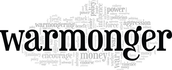 Warmonger word cloud conceptual design isolated on white background.