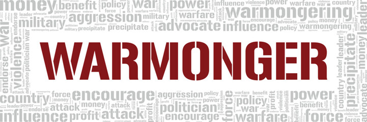 Warmonger word cloud conceptual design isolated on white background.
