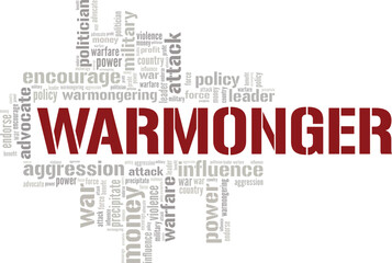 Warmonger word cloud conceptual design isolated on white background.