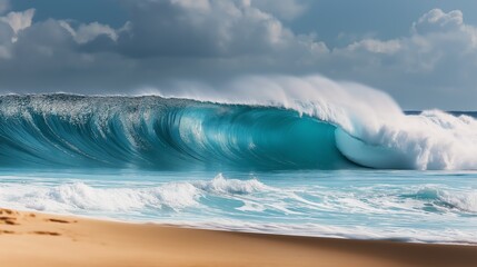Perfect wave. Beautiful blue ocean wave on a beach