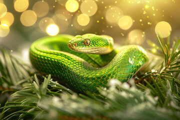 Fototapeta premium Beautiful greeting card with holiday composition for happy and joy celebrate New Year