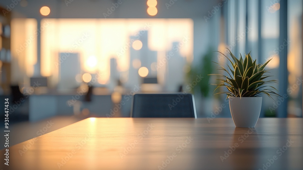 Poster defocused image of an office with a sense of depth and distance