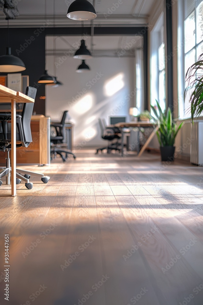 Poster defocused image of an office with a sense of depth and distance
