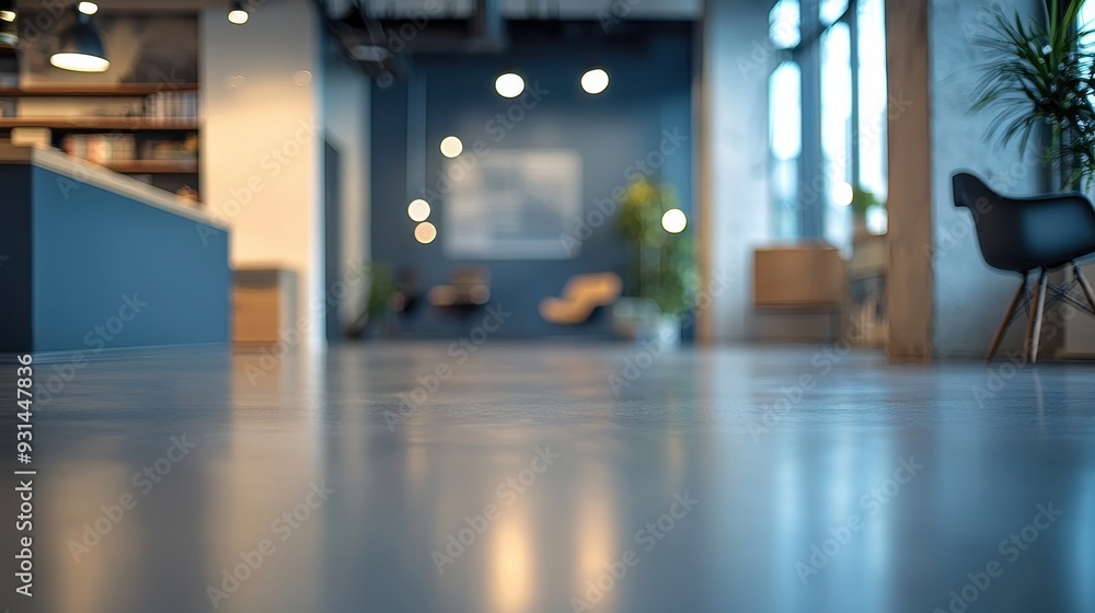 Poster defocused image of an office with a sense of depth and distance
