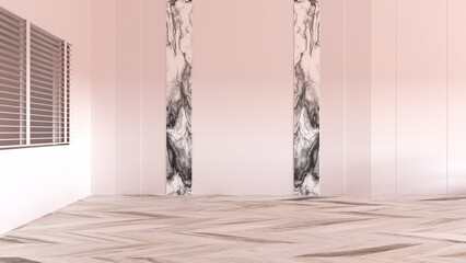 Empty room with Wall Background. 3D illustration, 3D rendering	