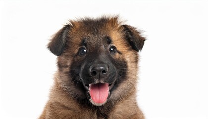 Fototapeta premium 笑顔のベルジアン・シェパード・ドッグ・タービュレンの子犬のポートレート（Portrait of a smiling Belgian Shepherd Dog Tarvuren puppy on white background） 