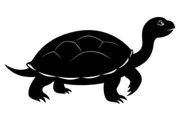 Beautiful water turtle silhouette black icon vector art illustration