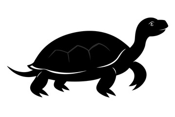 Beautiful water turtle silhouette black icon vector art illustration