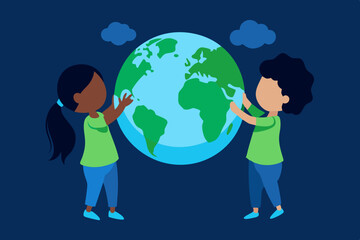 Picture of children holding a lighted earth globe