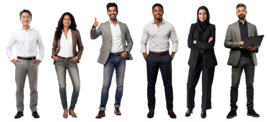 Diverse business people full body png cut out element set